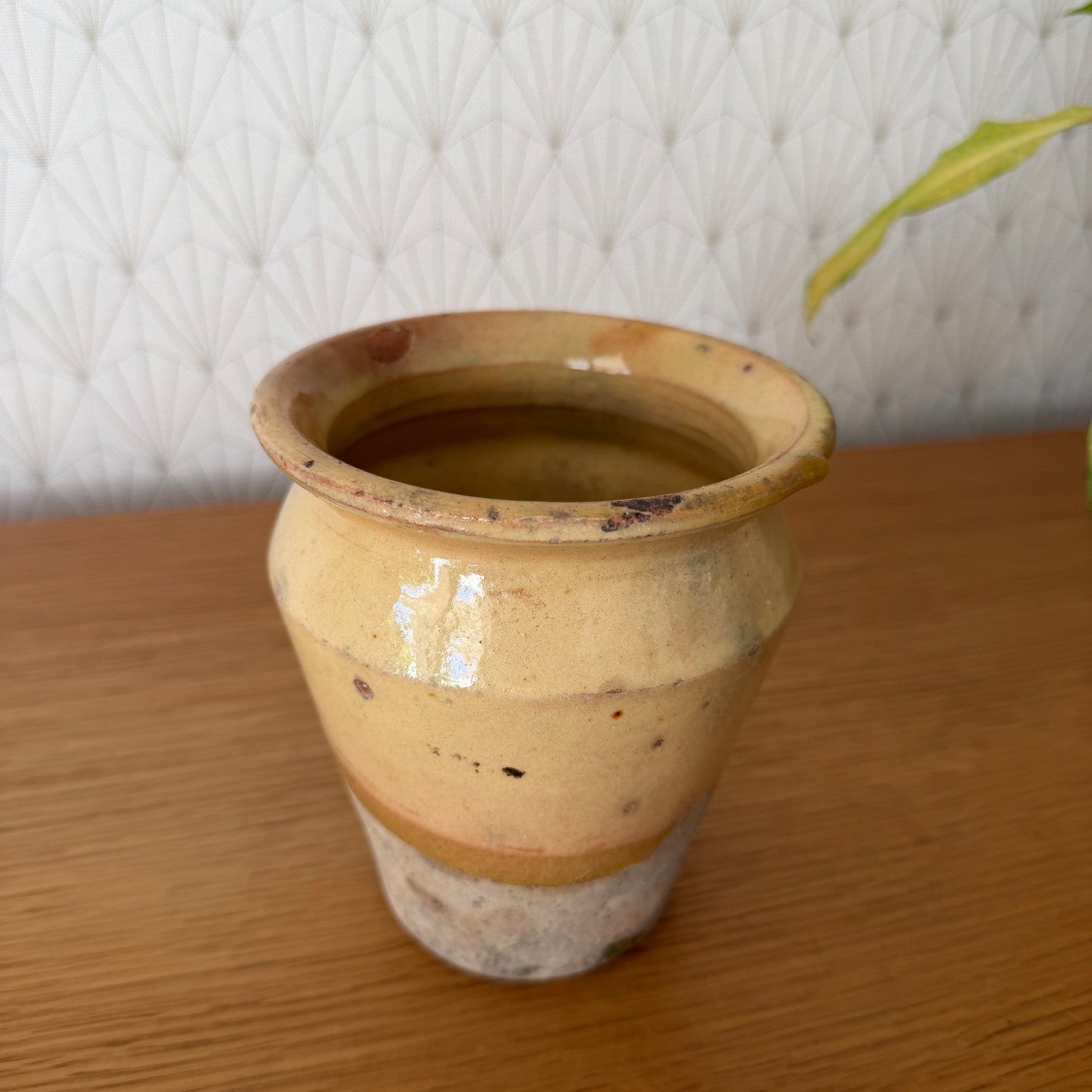 French Pottery Mustard Pot Terracotta Yellow Ochre Glaze 19th Century 1506266 Unmarked