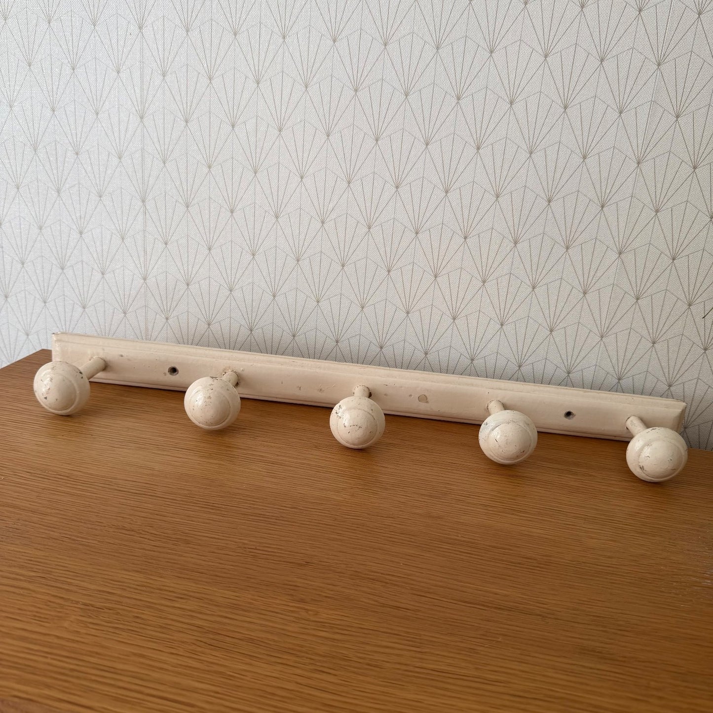 French Vintage Wood Wall Coat Rack 5 Pegs Hat Hook Hanger 16062618