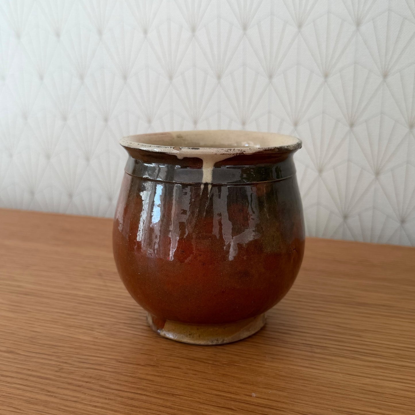 French Honey Pot Brown Glazed Terracotta Pottery c.1900 2101263 Unmarked
