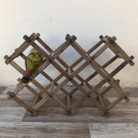 French Wine Rack Vintage Wood Accordion Foldable Storage Holder 1409242 Unbranded