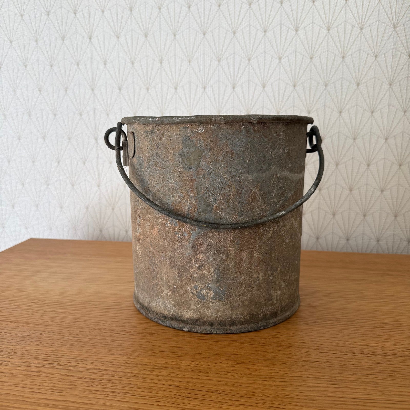 Vintage French Paint Pot Industrial Metal Bucket Decorator 1310253 Fleamarketfrance