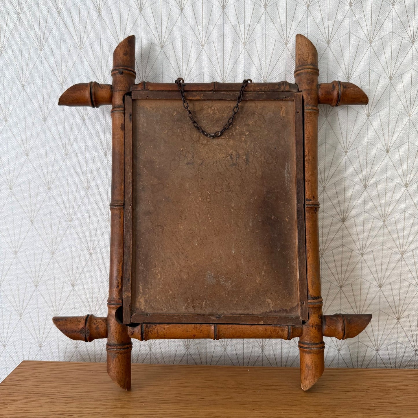 Vintage French Faux Bamboo Wall Mirror Wood Frame Aged Patina 25052610 Fleamarketfrance