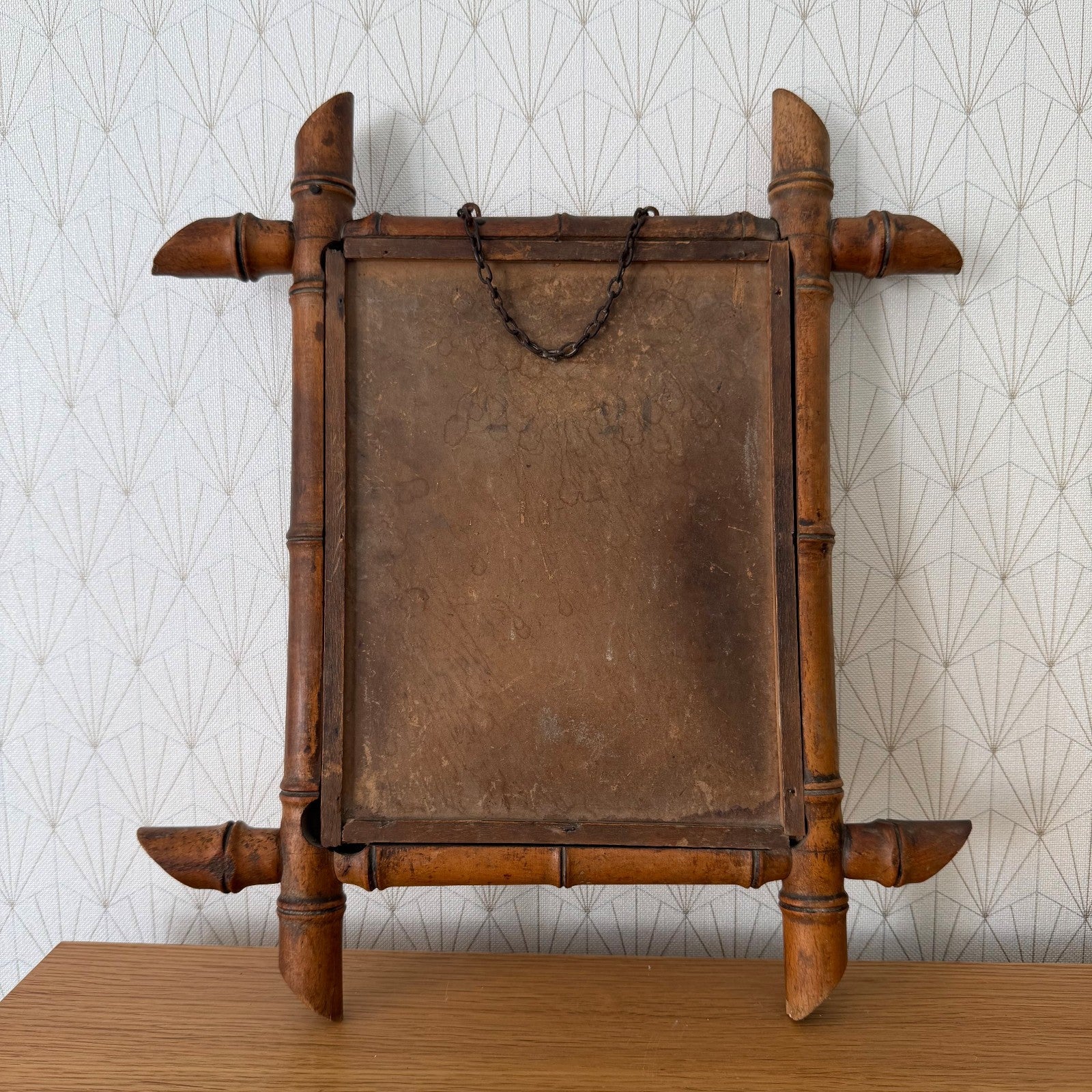 Vintage French Faux Bamboo Wall Mirror Wood Frame Aged Patina 25052610 Fleamarketfrance