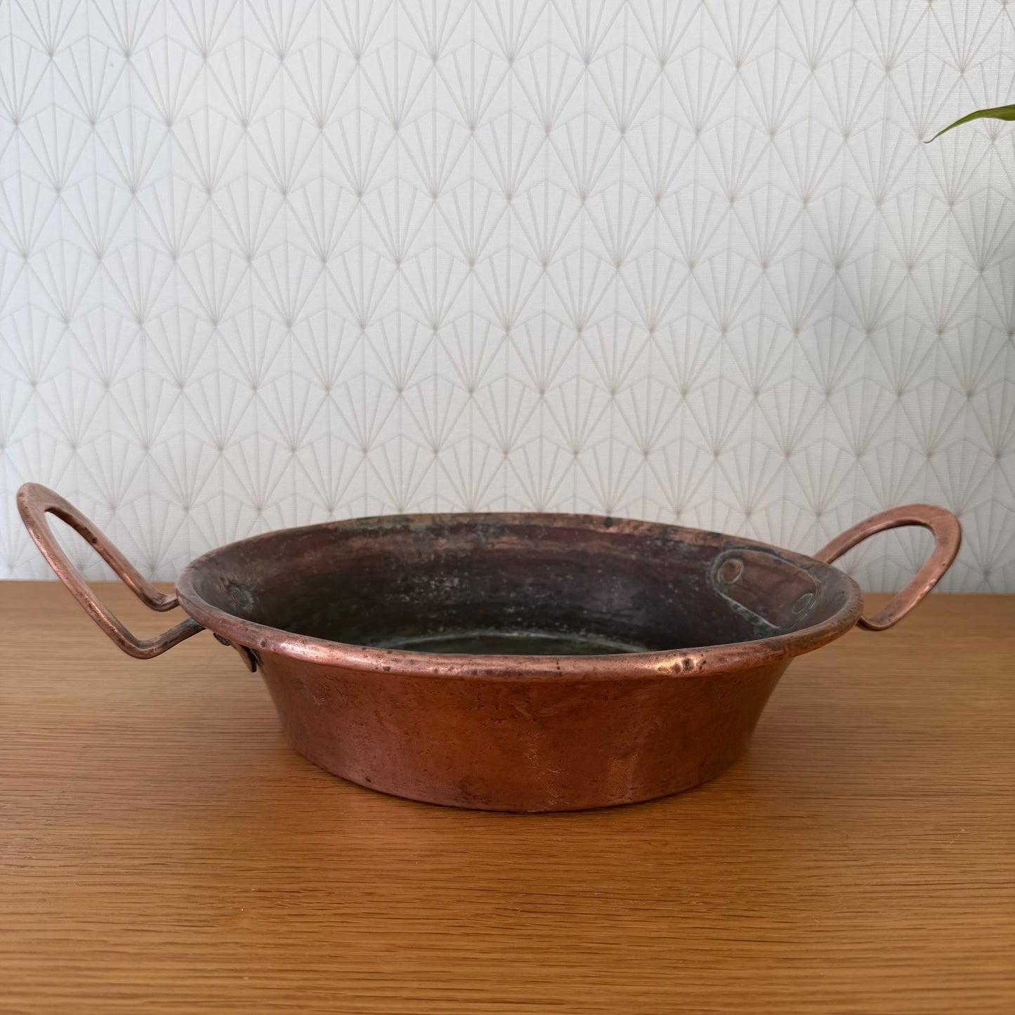 French Copper Pan Antique Kitchen Cookware Two Handles Patina 0505264 Unbranded