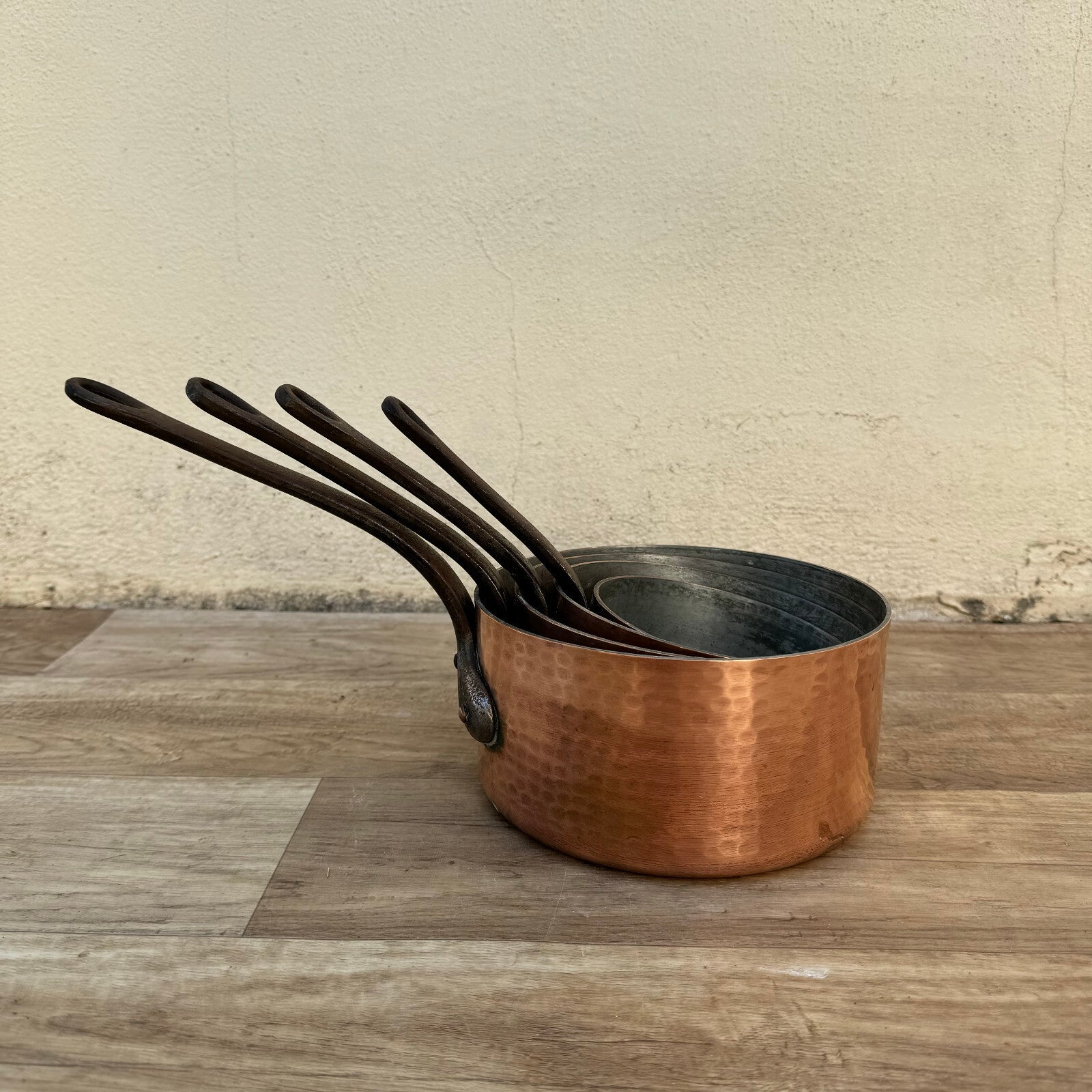 French Copper Saucepans Set Vergnes Durfort Vintage Cookware France 1206248 Unbranded