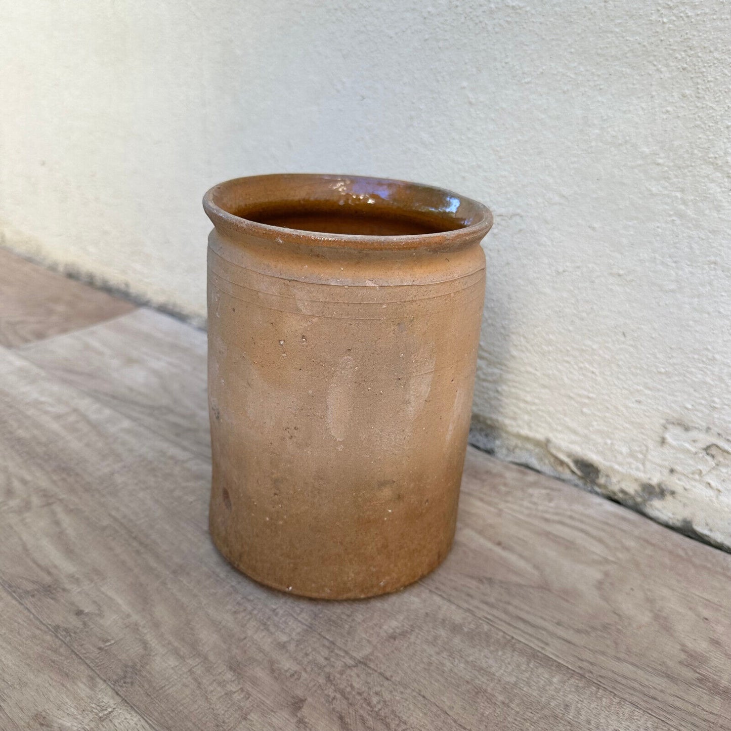 HANDMADE GLAZED TERRA COTTA ANTIQUE FRENCH CONFIT POT 6 1/4" 1108232 - Fleamarketfrance