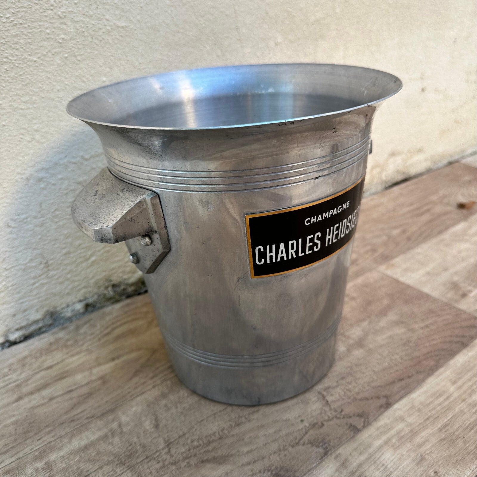 Vintage French Charles Heidsieck Champagne Ice Bucket Silver Metal 21092316 Fleamarketfrance