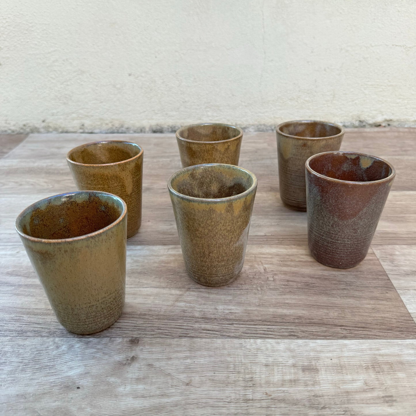set of 6 GRESPOTS DIGOIN French VINTAGE STONEWARE cups glasses 1201254 Fleamarketfrance