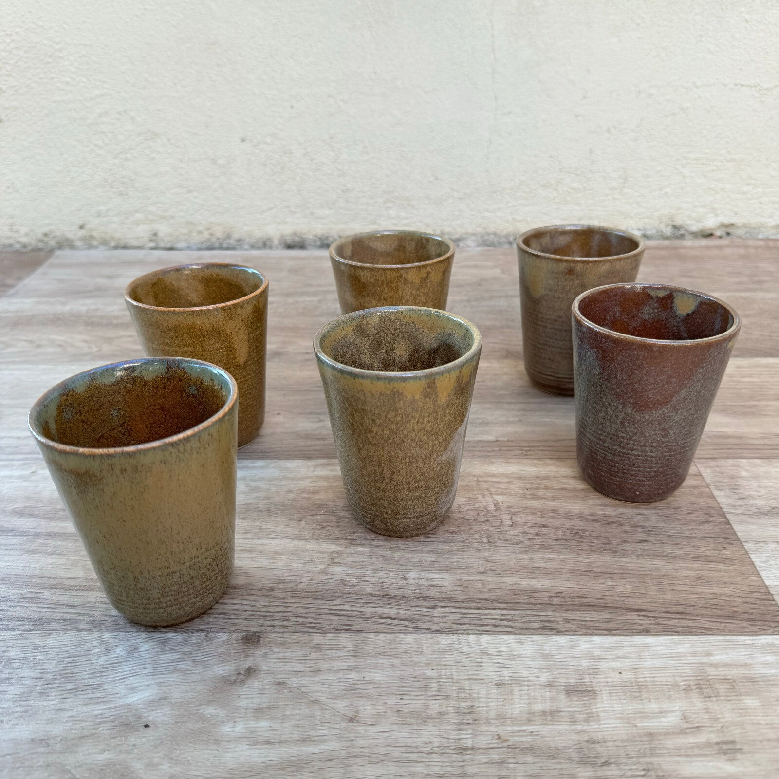 set of 6 GRESPOTS DIGOIN French VINTAGE STONEWARE cups glasses 1201254 Fleamarketfrance
