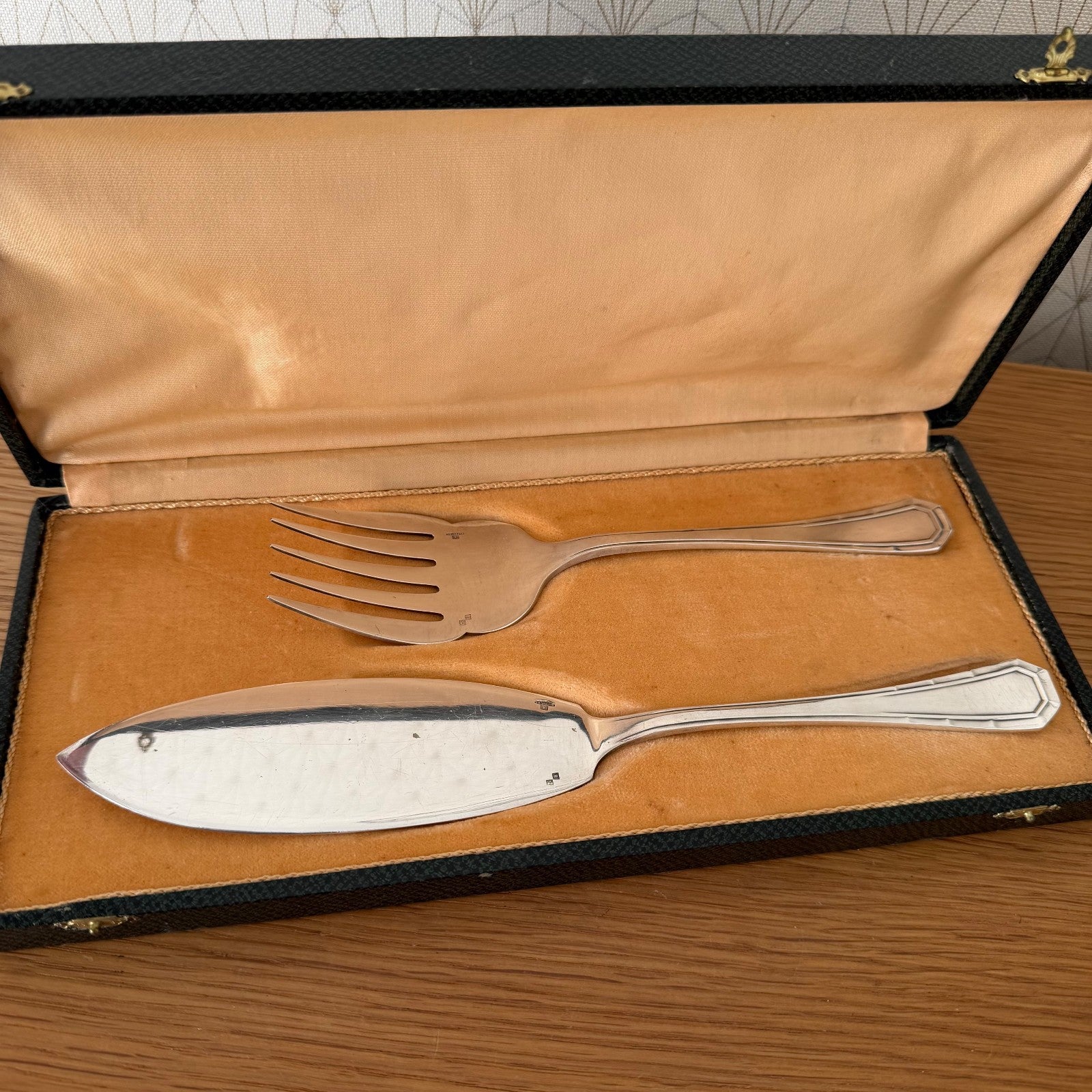 Vintage French Cake Serving Set Alfenide Silver Plate Fork Knife 1803267 Unbranded