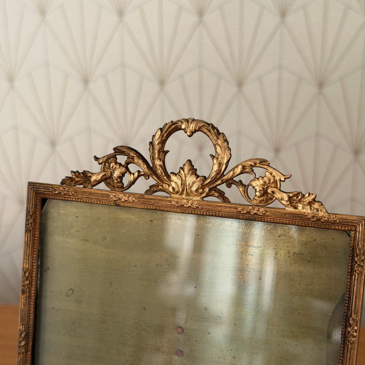 Vintage french Brass Frame Glass photo Ribbon 4 1/2" x 7" 0302269 Fleamarketfrance