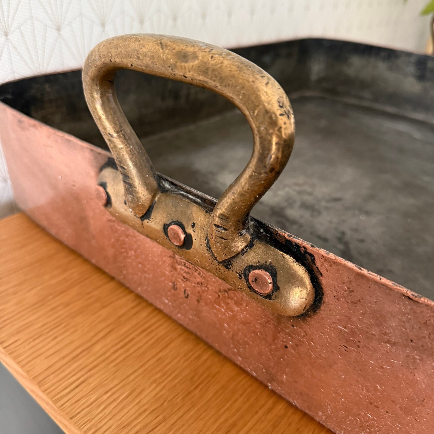 Vintage French Dehillerin Copper Roasting Pan Tin Lined France 29042513