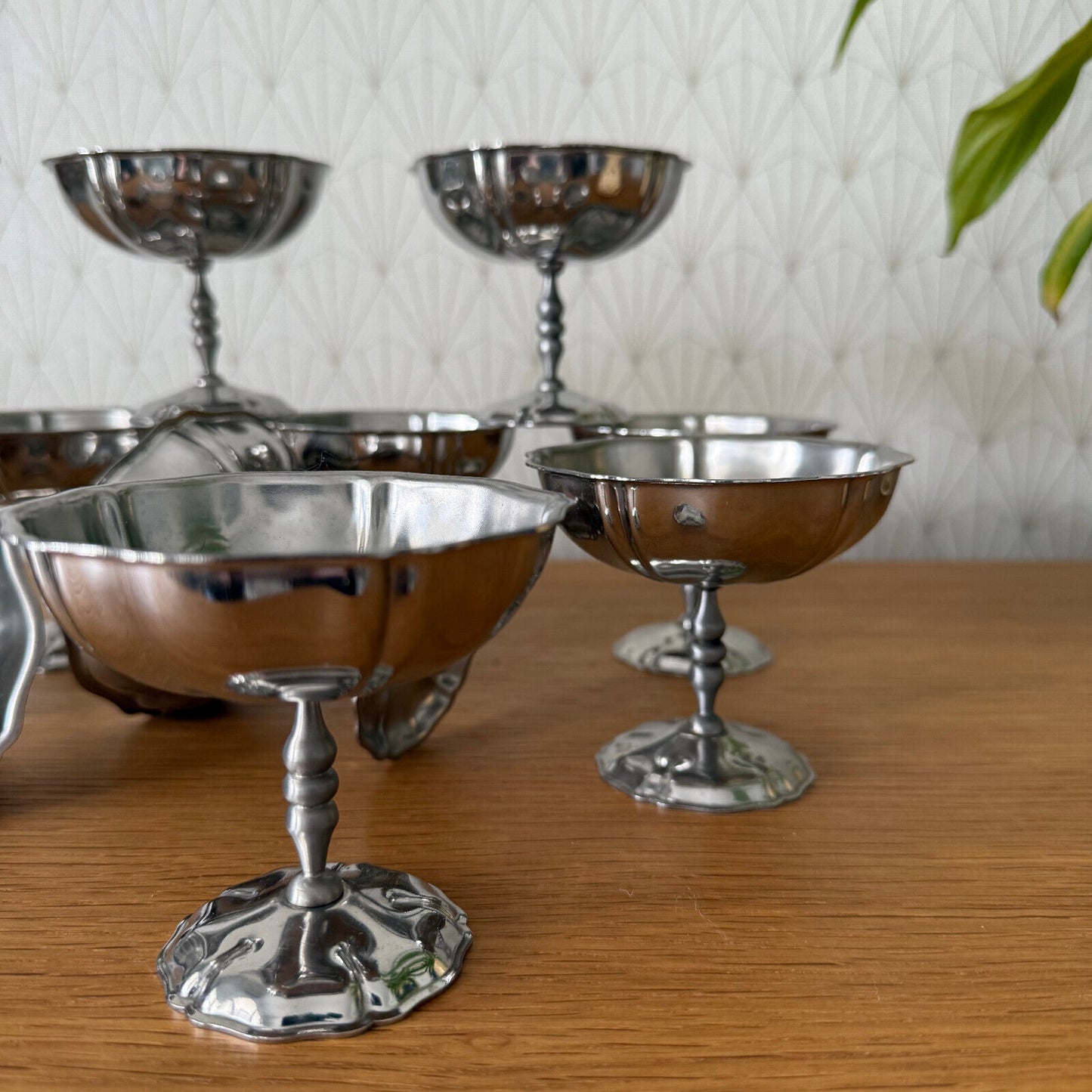 Set Of 12 Vintage Inox European Stainless Goblet Ice Cream Cup 2502251 - Fleamarketfrance