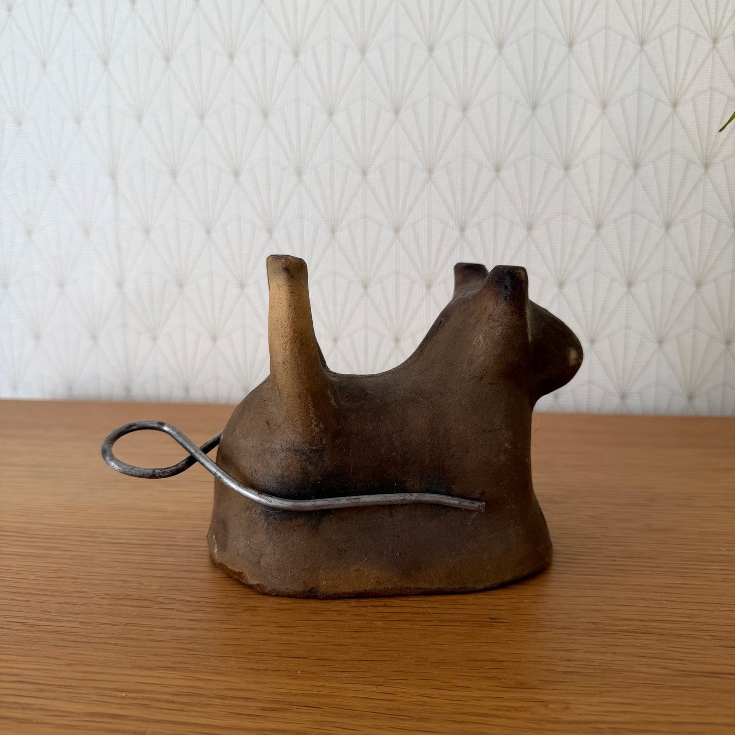 French Easter Lamb Mold Glazed Terracotta Vintage Pottery 10062615