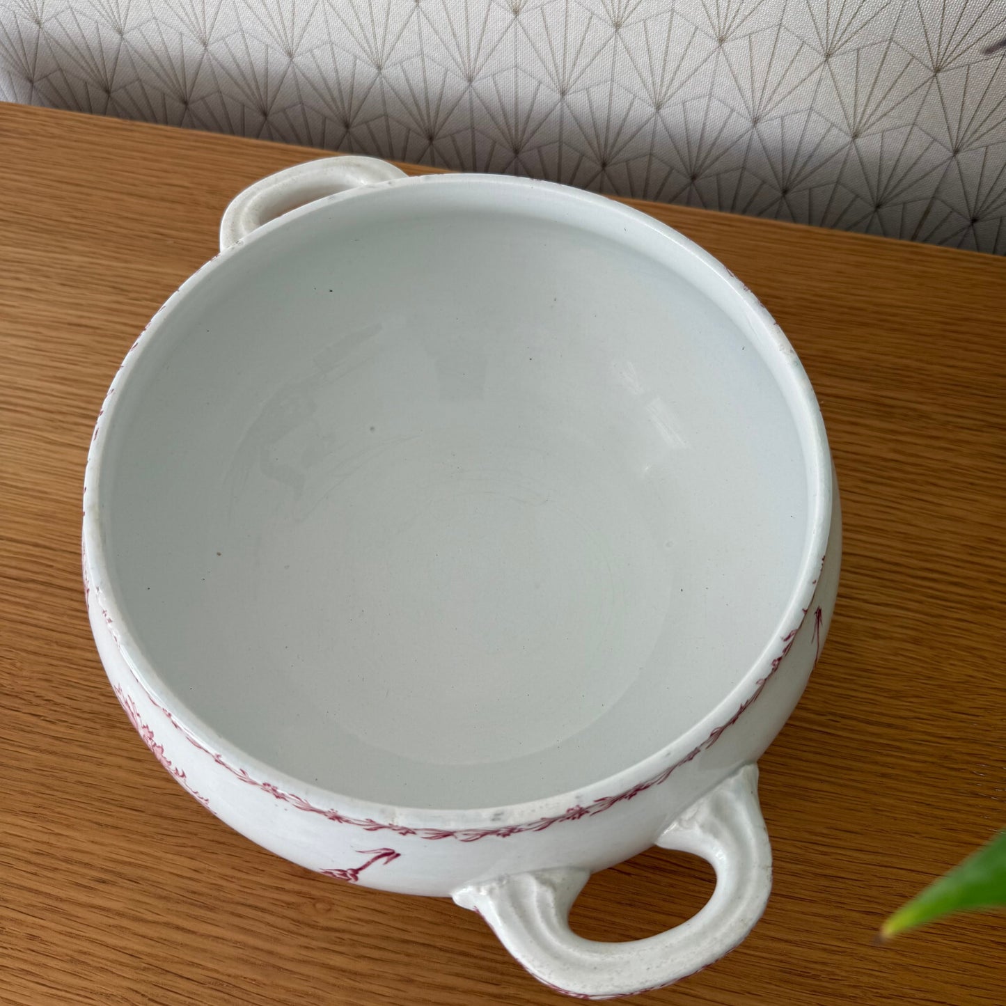 French Tureen Earthenware White Fruits Bowl Terre De Fer Luneville 0405256