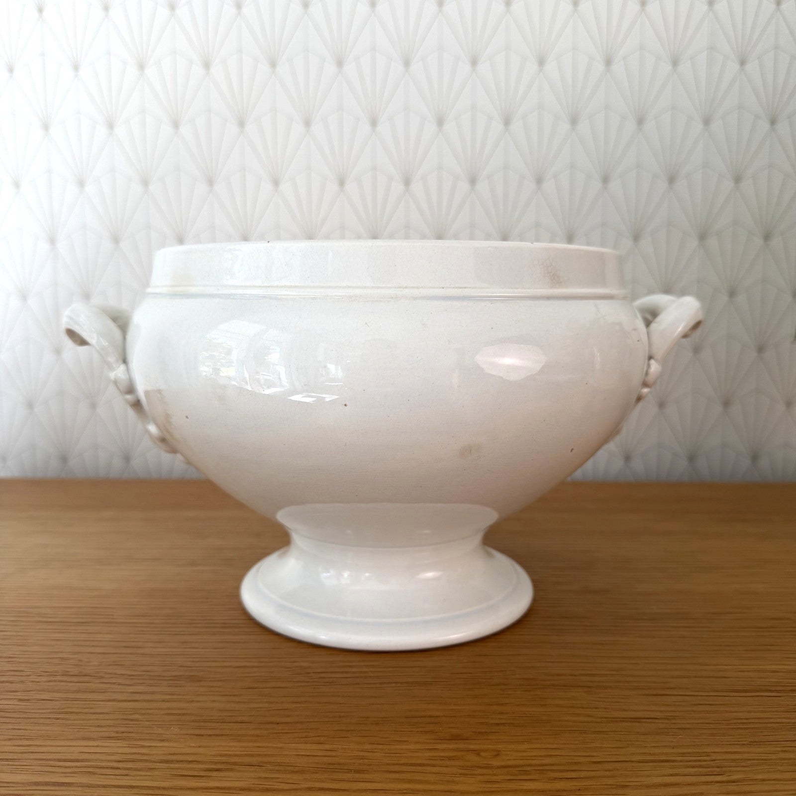 Vintage French Sarreguemines Tureen White Earthenware Terre de Fer 22102510 Fleamarketfrance : French vintage and antique decor