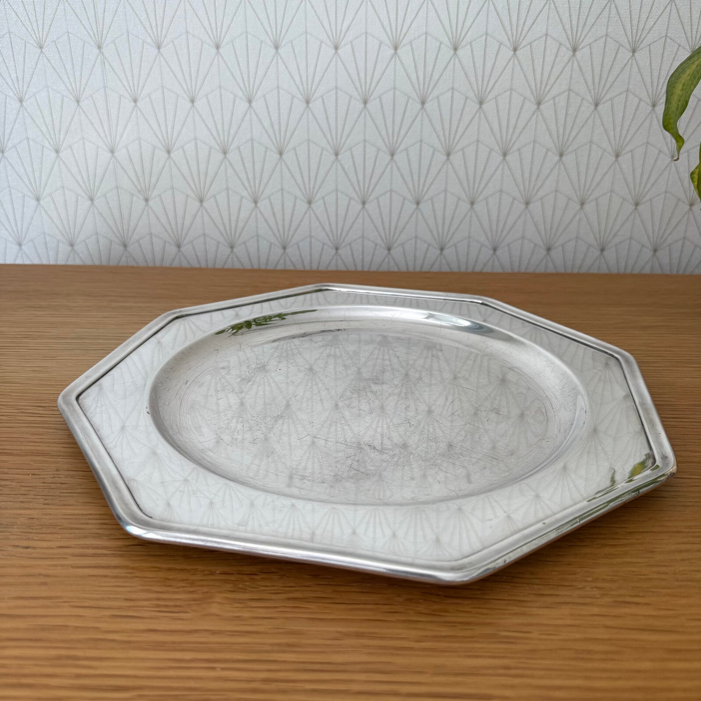Vintage French Silver Plated Tray Ravinet d'Enfert Octagonal 12" 0905255 Ravinet d'Enfert