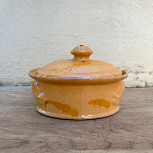 Vintage FRENCH GLAZED LIDDED CLAY TERRINE 1108235 - Fleamarketfrance