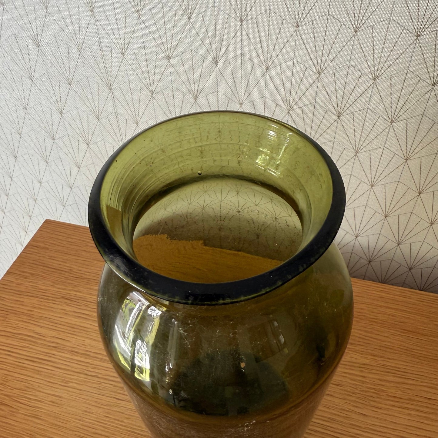 Antique French Hand Blown Green Glass Pickling Truffle Bocal Jar 12 1/4"08092511