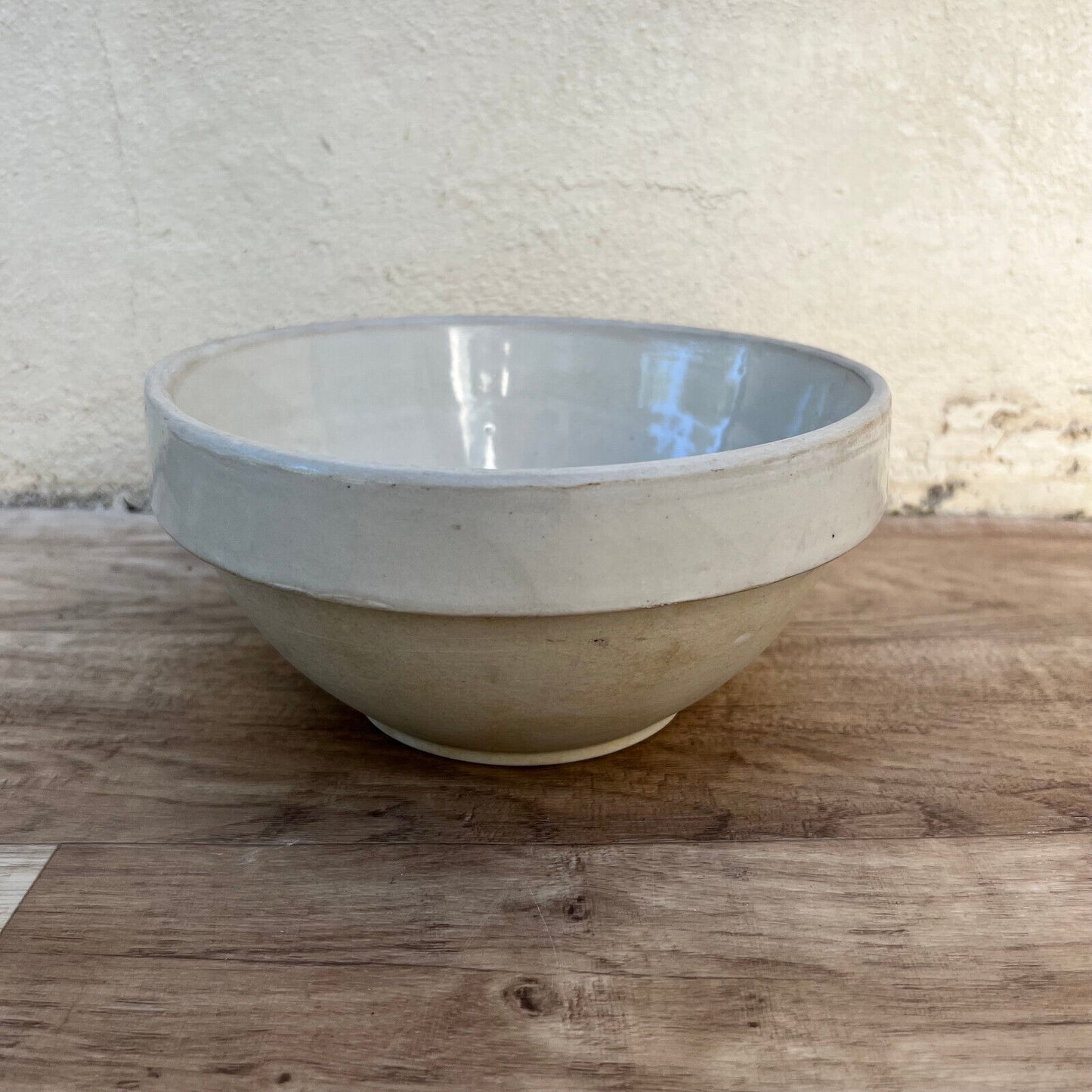 VINTAGE FRENCH STONEWARE SALAD MIXING BOWL TERRINE 8 1/4" 0610248 - Fleamarketfrance