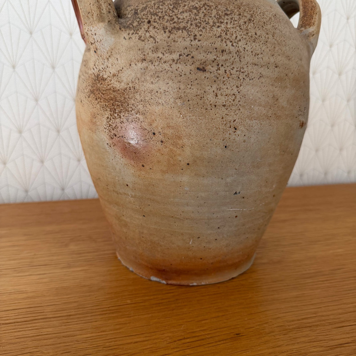 Antique French Stoneware Jug Handmade Earthenware Pitcher Pottery 04092618