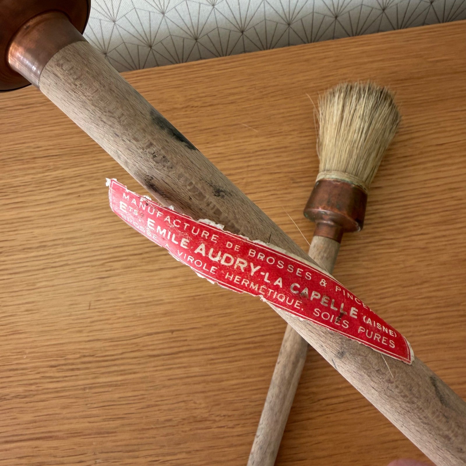 Vtg Set 2 Wood Primitive Round Oval Rustic Decor Paint Brush Lot 1912253 Fleamarketfrance : French vintage and antique decor
