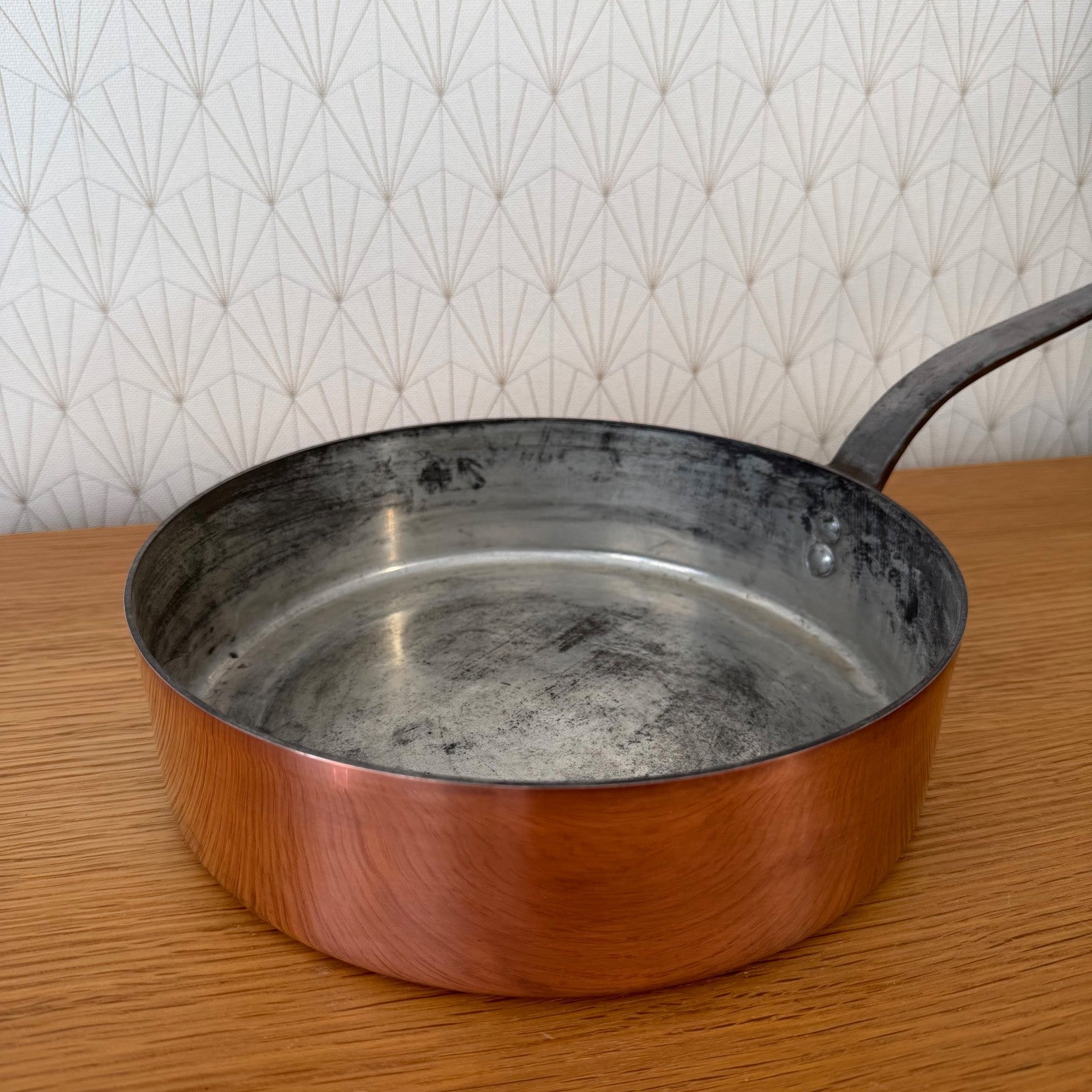 French Copper Sauteuse Pan Villedieu Tin Lined Professional Cookware 0505262 Unbranded