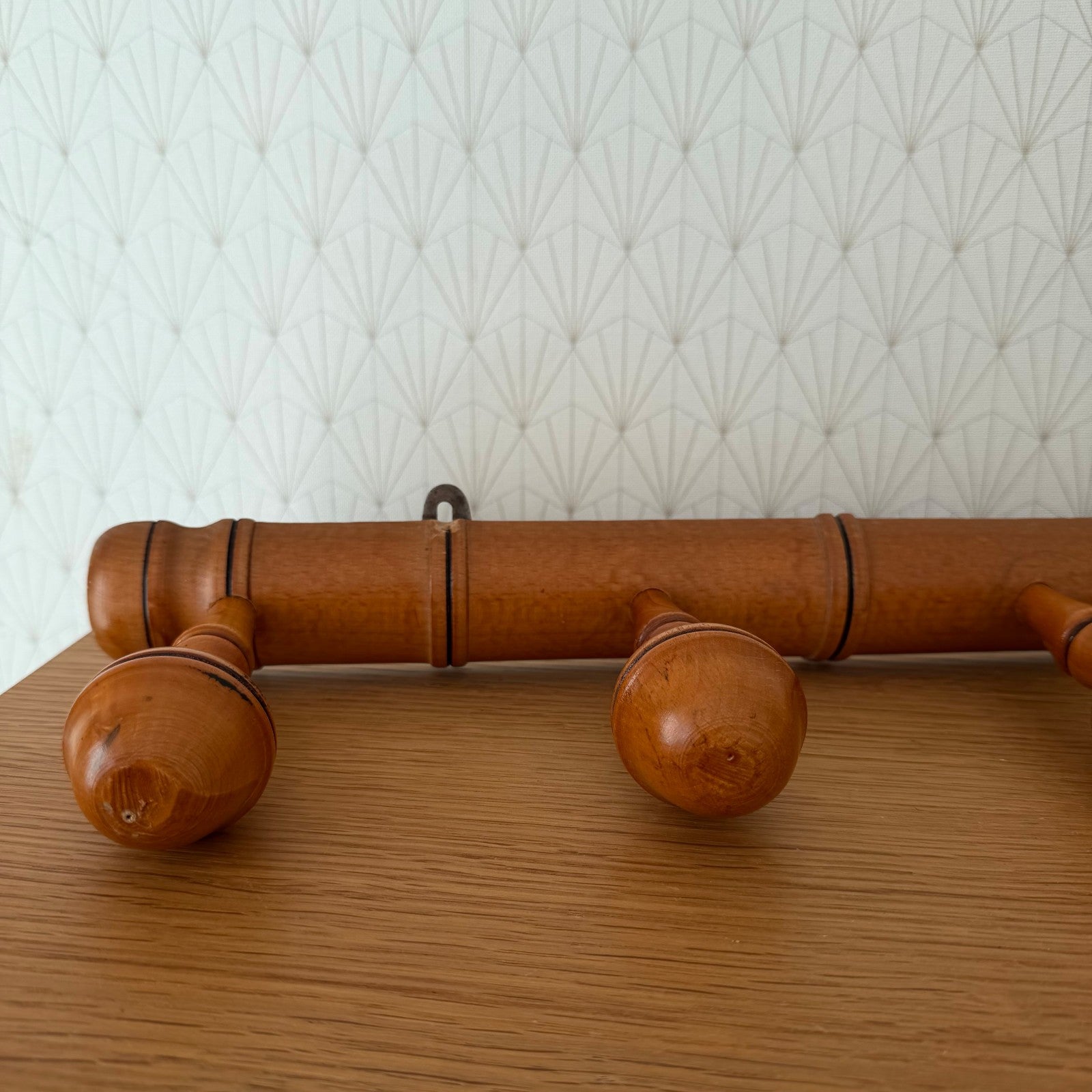 French Faux Bamboo Coat Rack 5 Peg Wall Hanger Vintage 1930s 2101262 Unbranded