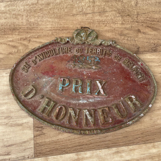 FRENCH VINTAGE AGRICULTURE PLAQUE TROPHY AWARD ANIMALS PRIZE SIGN 1103257