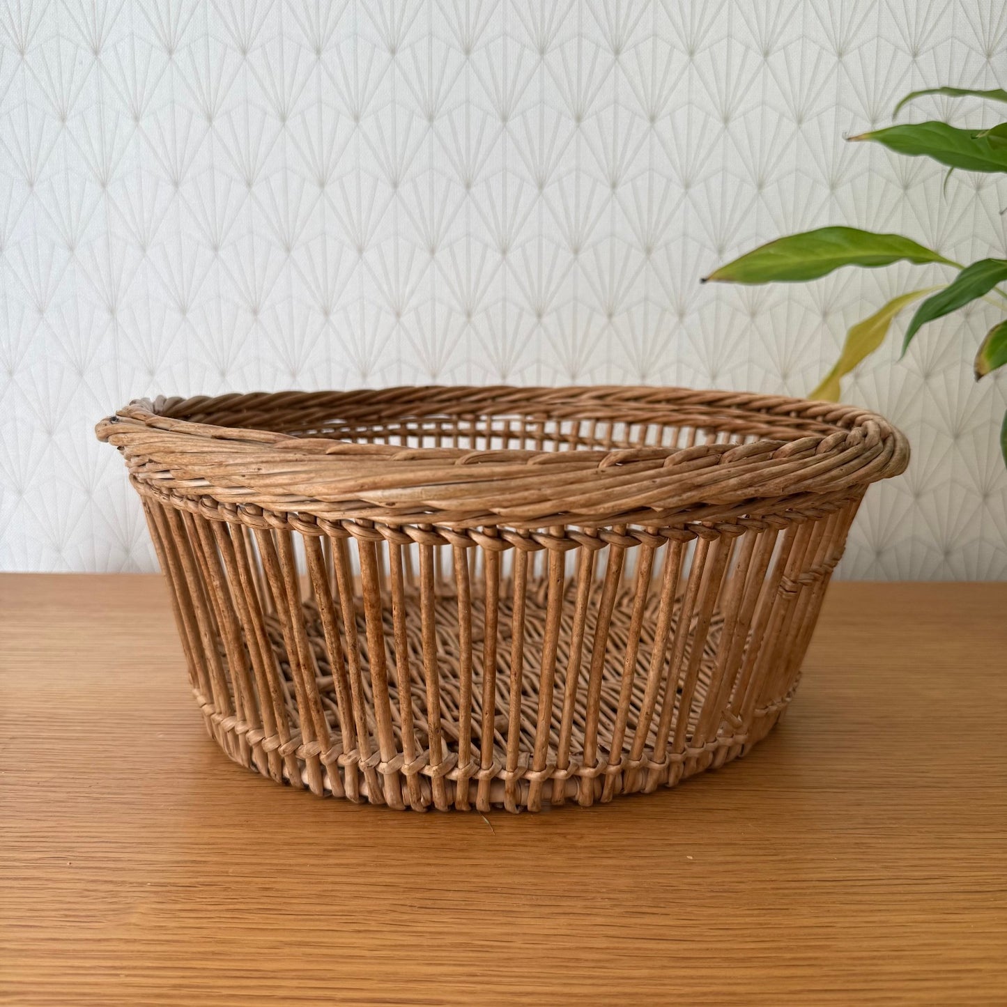 Basket Wicker Rattan Laundry Fruits House vintage french round cute 0409251 Fleamarketfrance