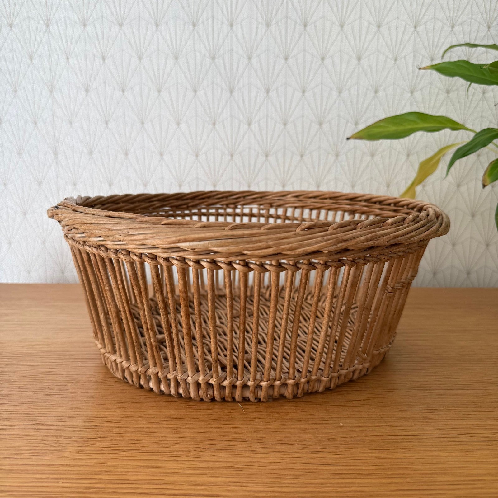 Basket Wicker Rattan Laundry Fruits House vintage french round cute 0409251 Fleamarketfrance