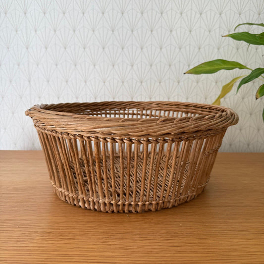 Basket Wicker Rattan Laundry Fruits House vintage french round cute 0409251 Fleamarketfrance