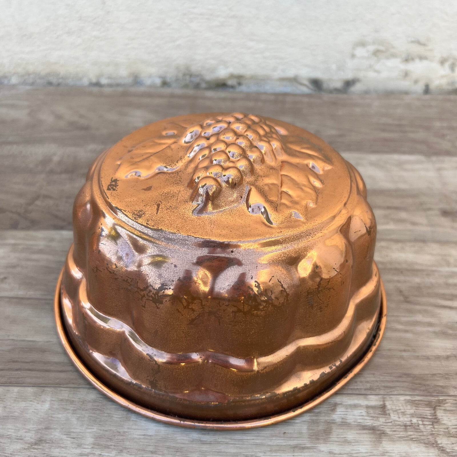 French Copper Jelly Mold Vintage Tin Lined Grape Design Cake 3107225 Fleamarketfrance