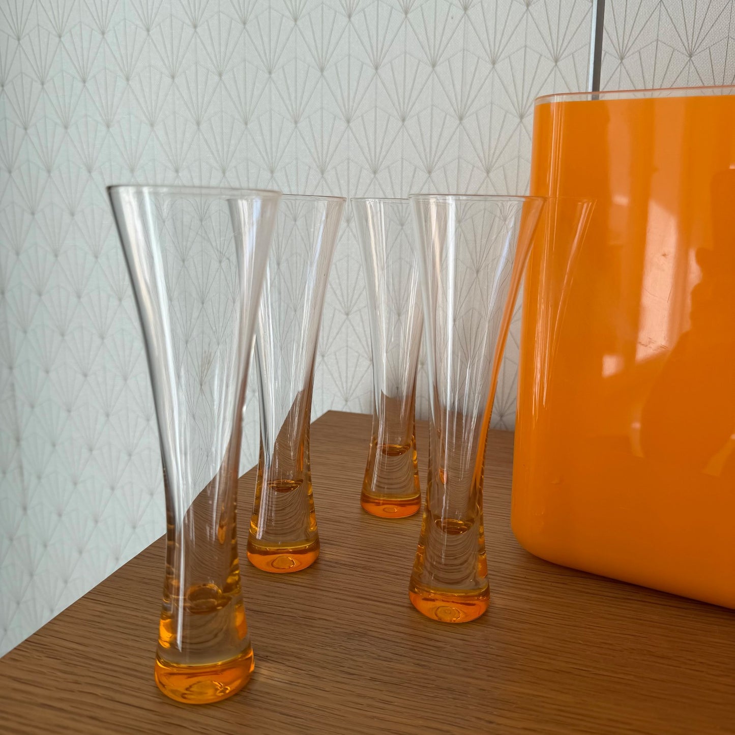 Vintage Veuve Clicquot Orange Champagne Carrier Picnic Set 4 Flutes 2803264 Veuve Clicquot