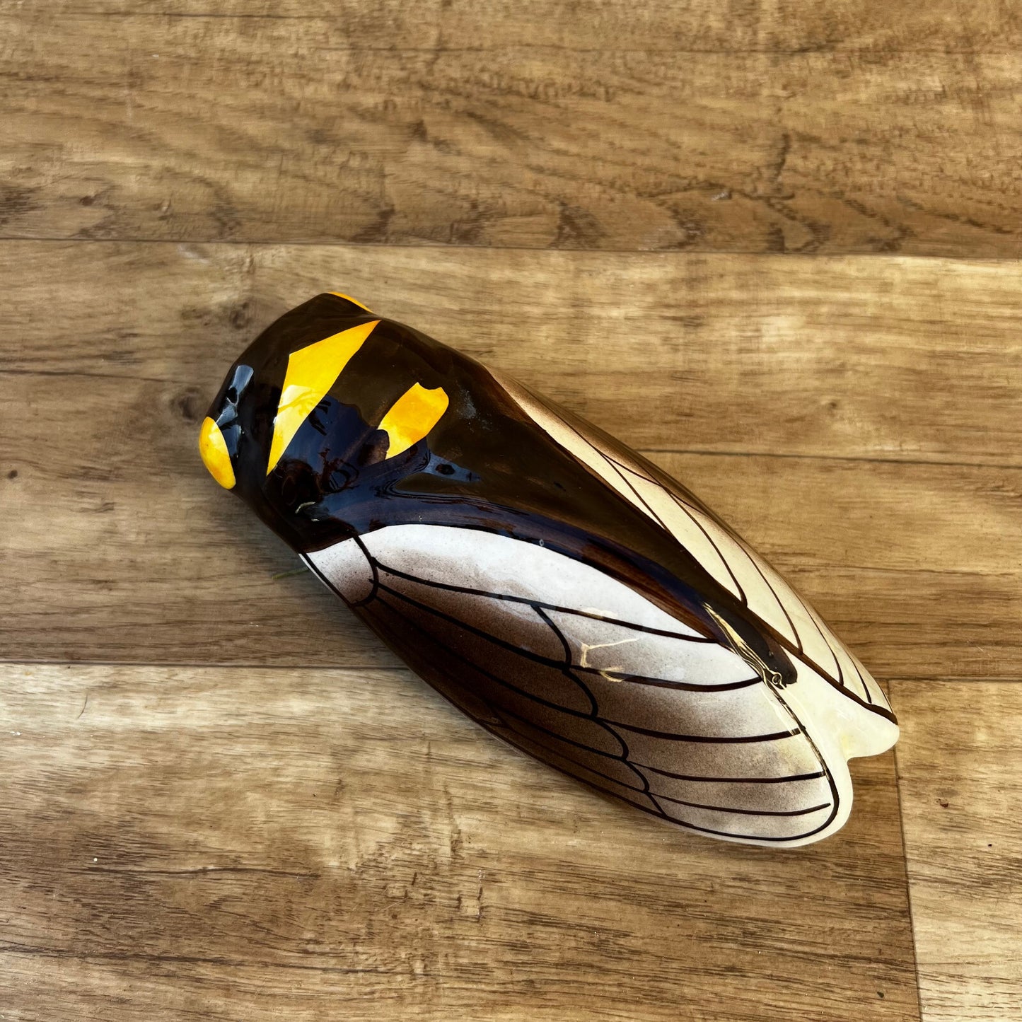 French Majolica Cicada Wall Pocket Vase Vintage Ceramic Art Pottery 1012225 Unmarked