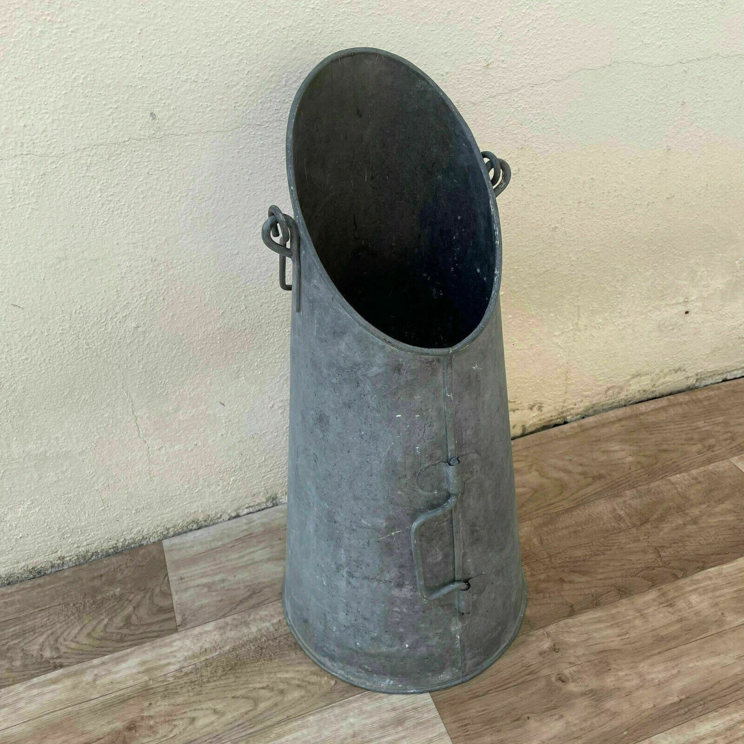 Vintage French zinc galvanized charcoal Bucket Scuttle handle 18042120 - Fleamarketfrance