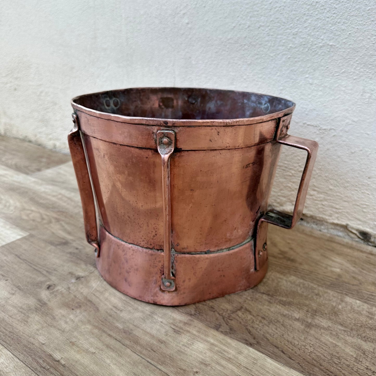 Antique French Copper Measuring Pot 2 Handles Wheat Vessel Brocante 1106232 Fleamarketfrance
