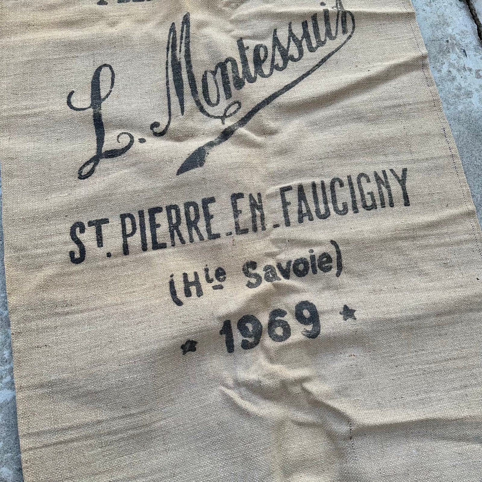 Vintage French Flour Sack Linen Grain Bag Montessus Faucigny 1710242 Unbranded