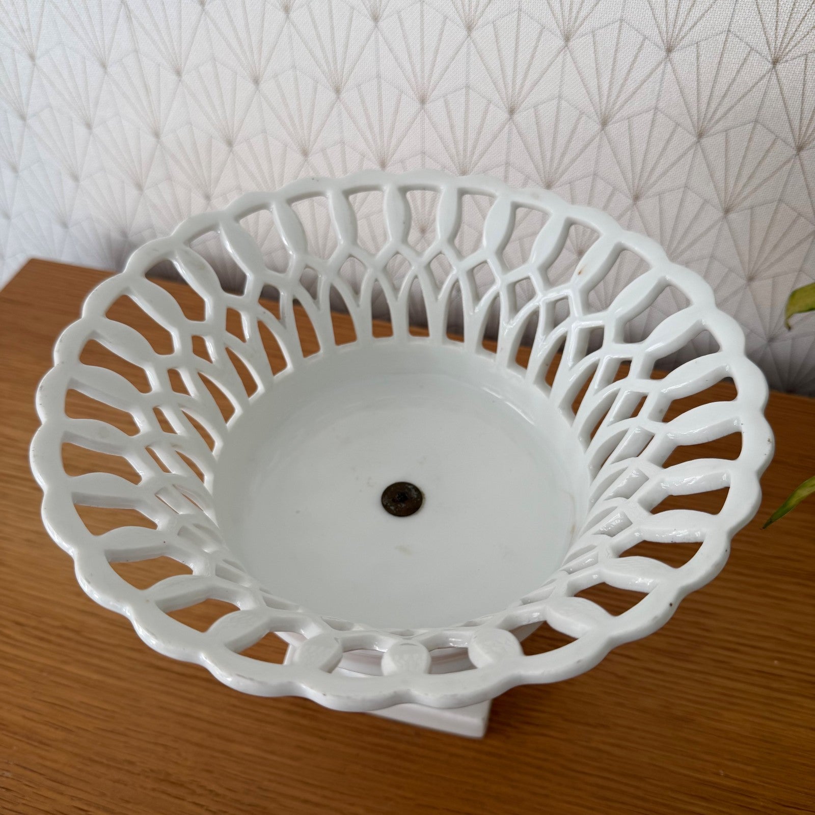 Vintage French White Porcelain Reticulated Footed Compote 0708261 Fleamarketfrance