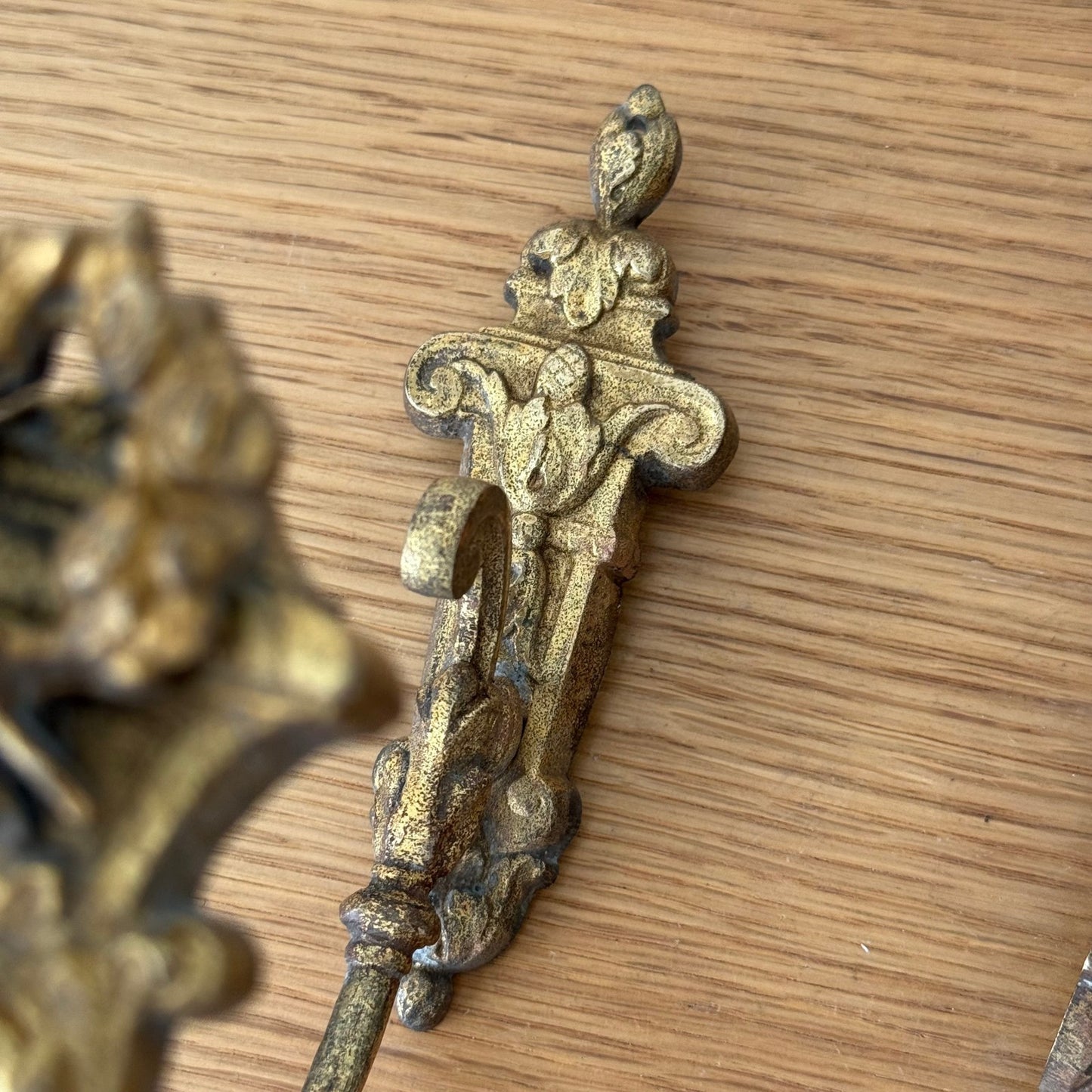 Vintage French Pair of Brass Curtain Tiebacks hooks for Window Drapes 3008256 Fleamarketfrance