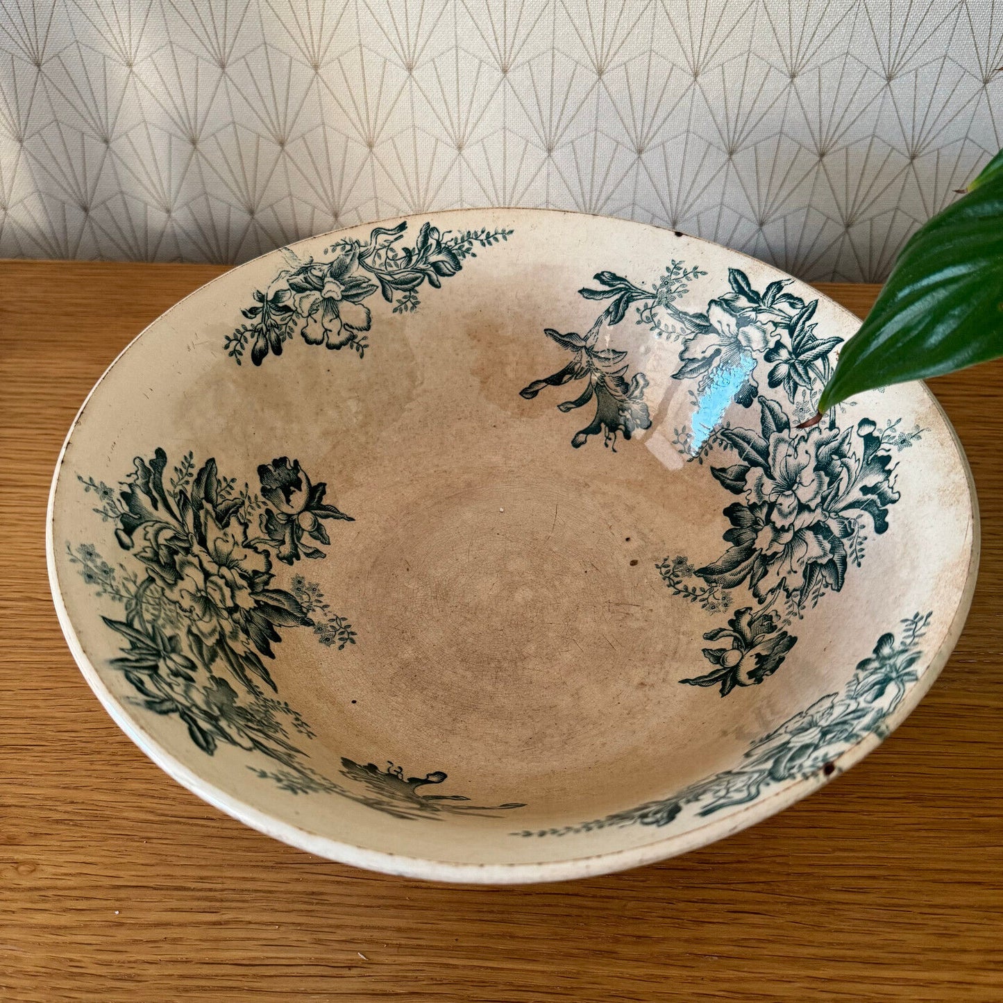 Vintage White Ironstone Bowl fruits Patina French Farmhouse Floral  0703248 - Fleamarketfrance