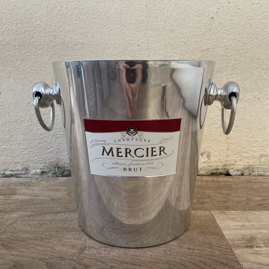 French Champagne Ice Bucket MERCIER Vintage Silver Metal Cooler 1403251 Fleamarketfrance