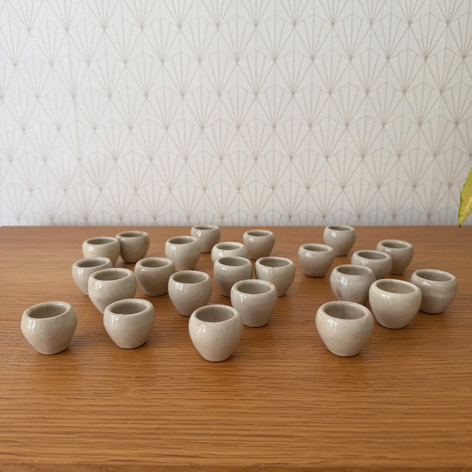 French Escargot Pots Set 12 Vintage Stoneware Snail Cups Pinch Bowls 2805261 Unbranded