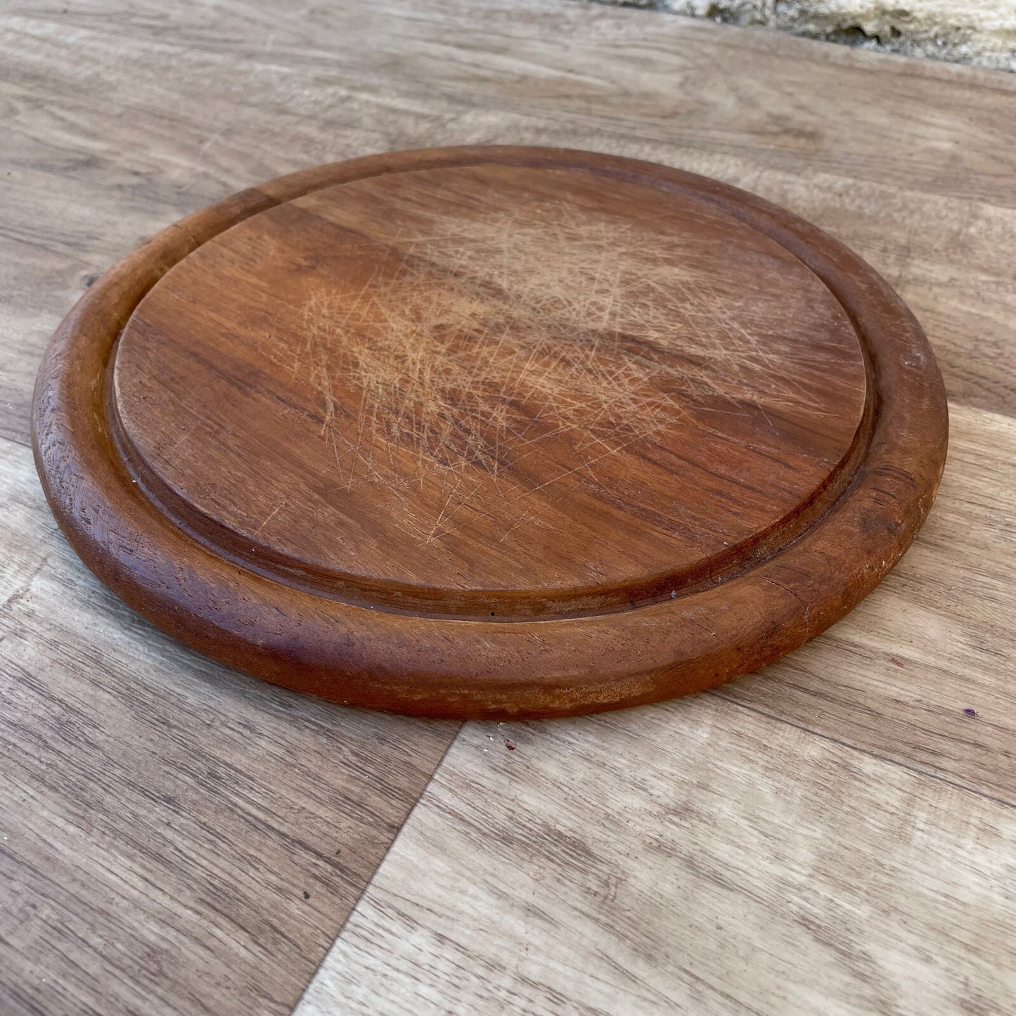 French Wooden Cutting Board Vintage Round Kitchen Bread Chopping 2210248 Antique
