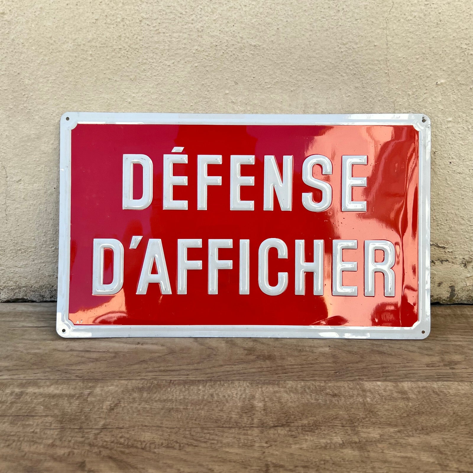 Vintage French Street Sign Defense d'Afficher Red Metal Plaque 17072215 Fleamarketfrance