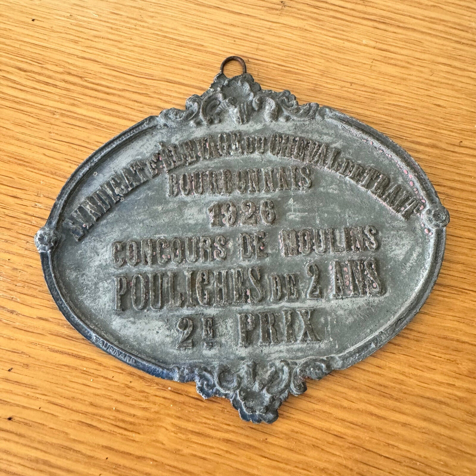 FRENCH VINTAGE AGRICULTURE PLAQUE TROPHY AWARD ANIMALS PRIZE SIGN 1926 1906247 - Fleamarketfrance