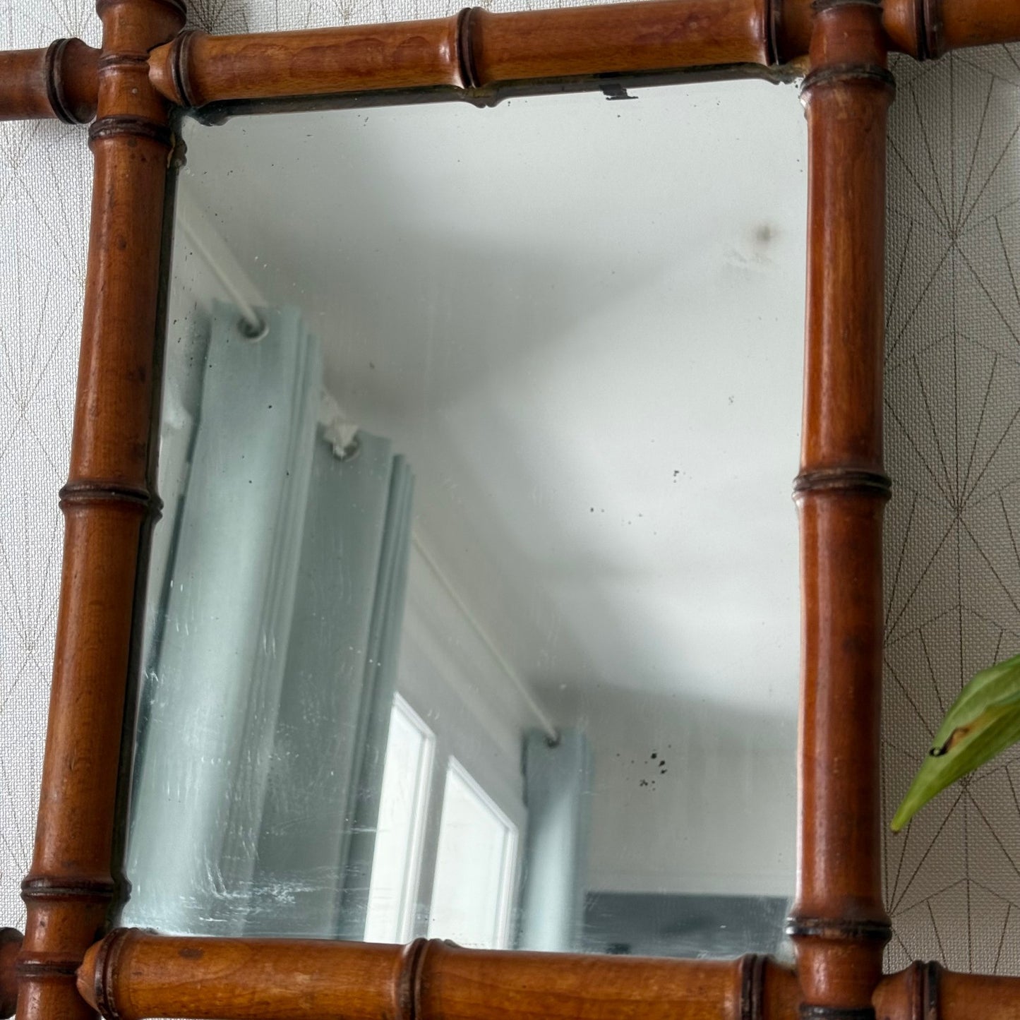 Vintage French wood faux bamboo  WALL-HANGING MIRROR 03072513