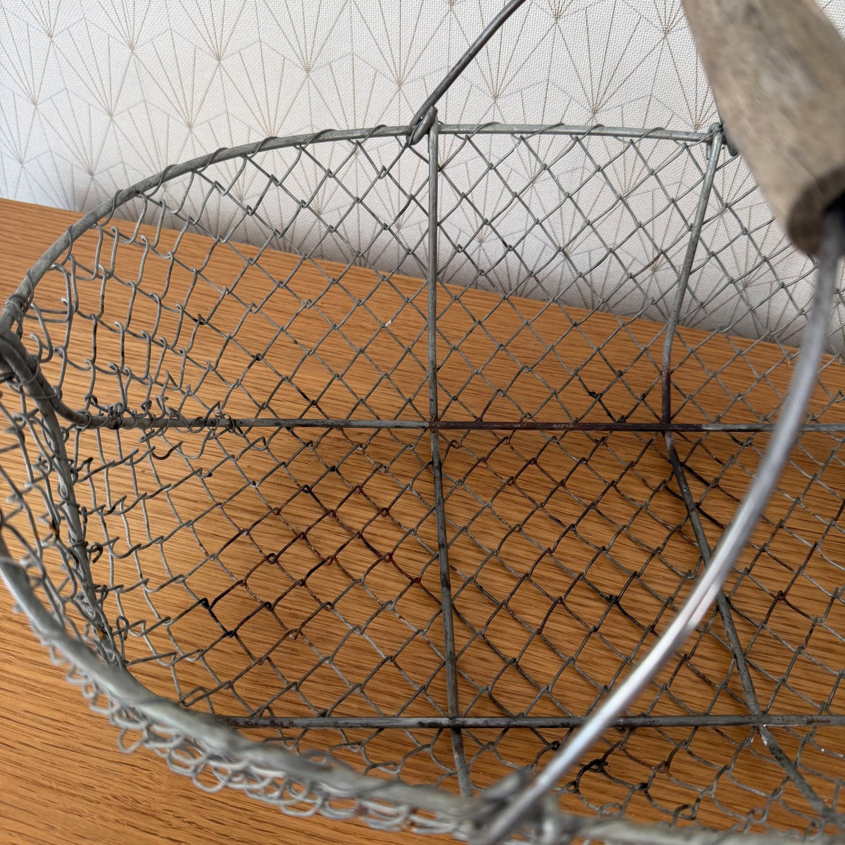 French Wire Basket Harvesting Vintage 0409266