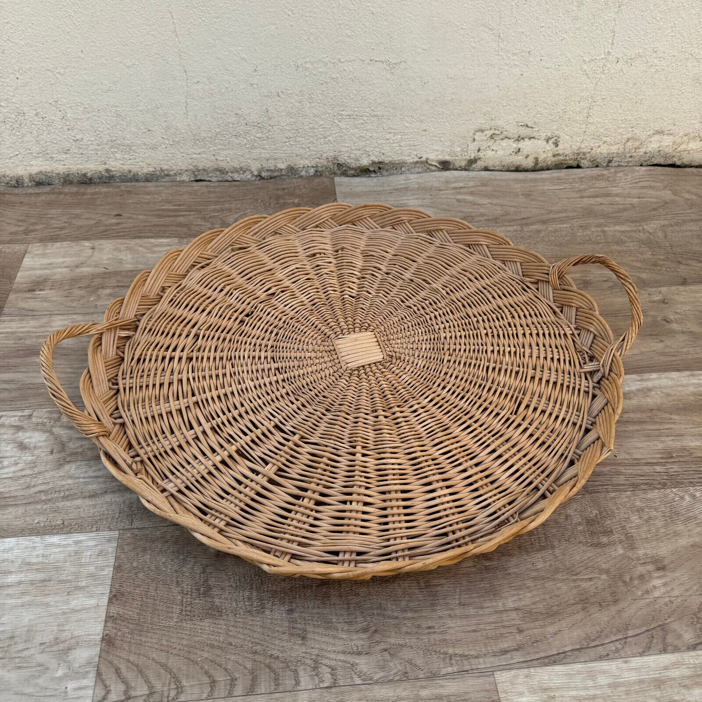 French Wicker Basket Vintage rattan bakery display pastry flowers 03092414 - Fleamarketfrance