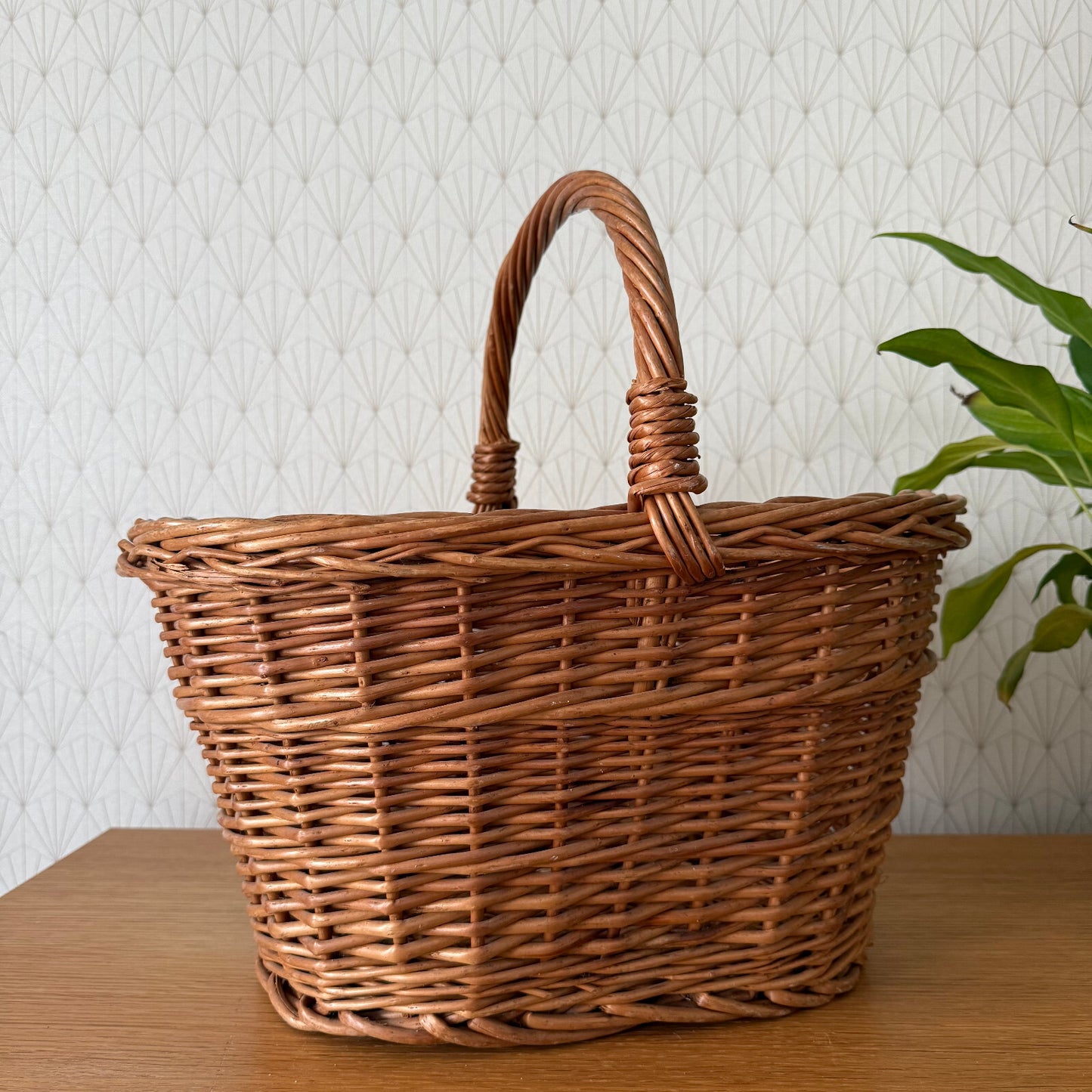 French Wicker Basket Market Shopping Vintage Rattan Handle Oval 1510251 Fleamarketfrance : French vintage and antique decor